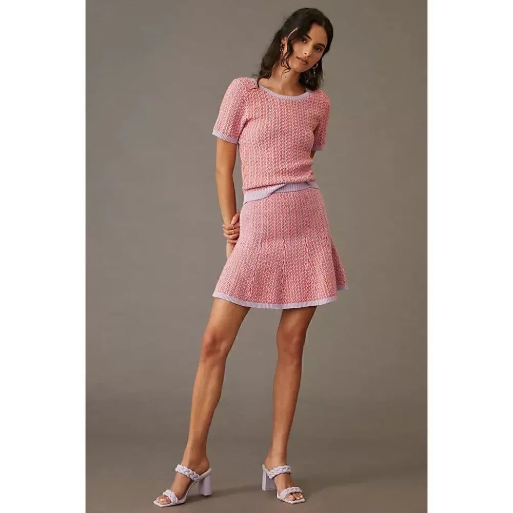 Anthropologie -Maeve Colorblocked Knit Skirt Set
